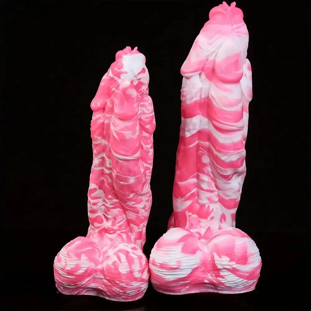 Pink and white marbled anal dildo, photo 2