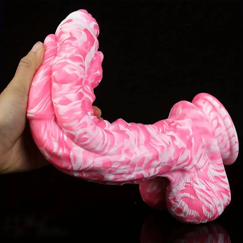 Pink and white marbled anal dildo, photo 3