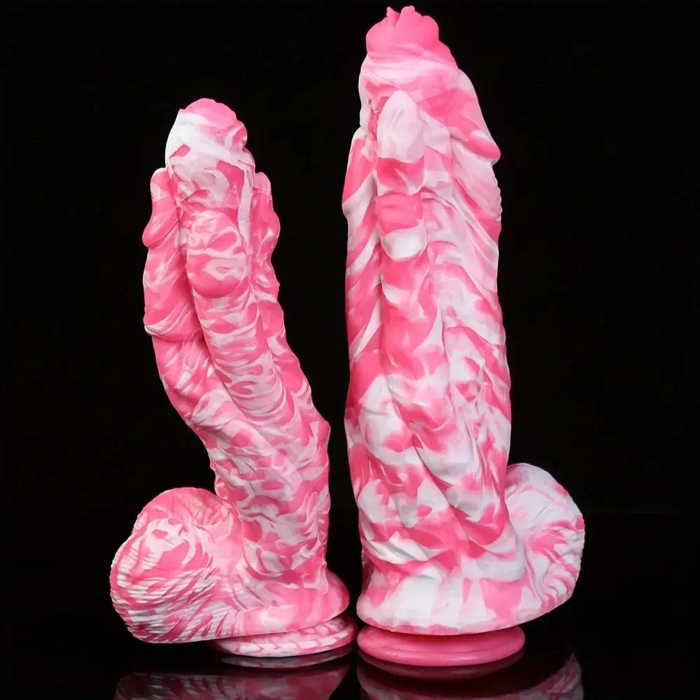 Pink and white marbled anal dildo, photo 5