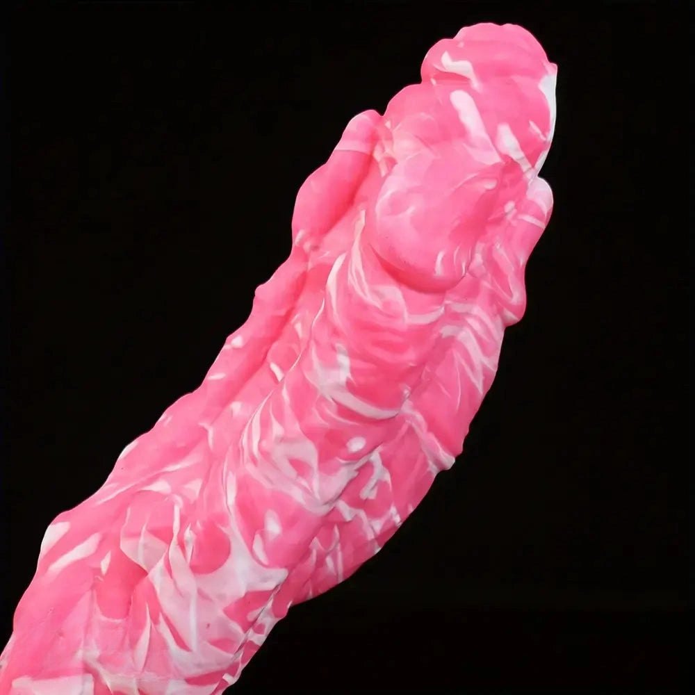 Pink and white marbled anal dildo, photo 6