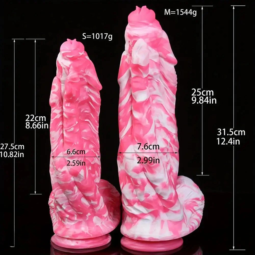 Pink and white marbled anal dildo, photo 7