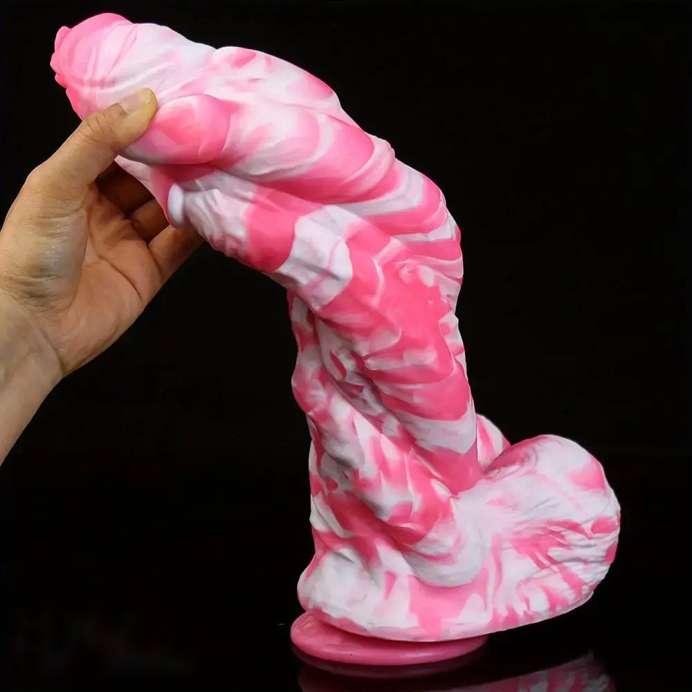 Pink and white marbled anal dildo, photo 9