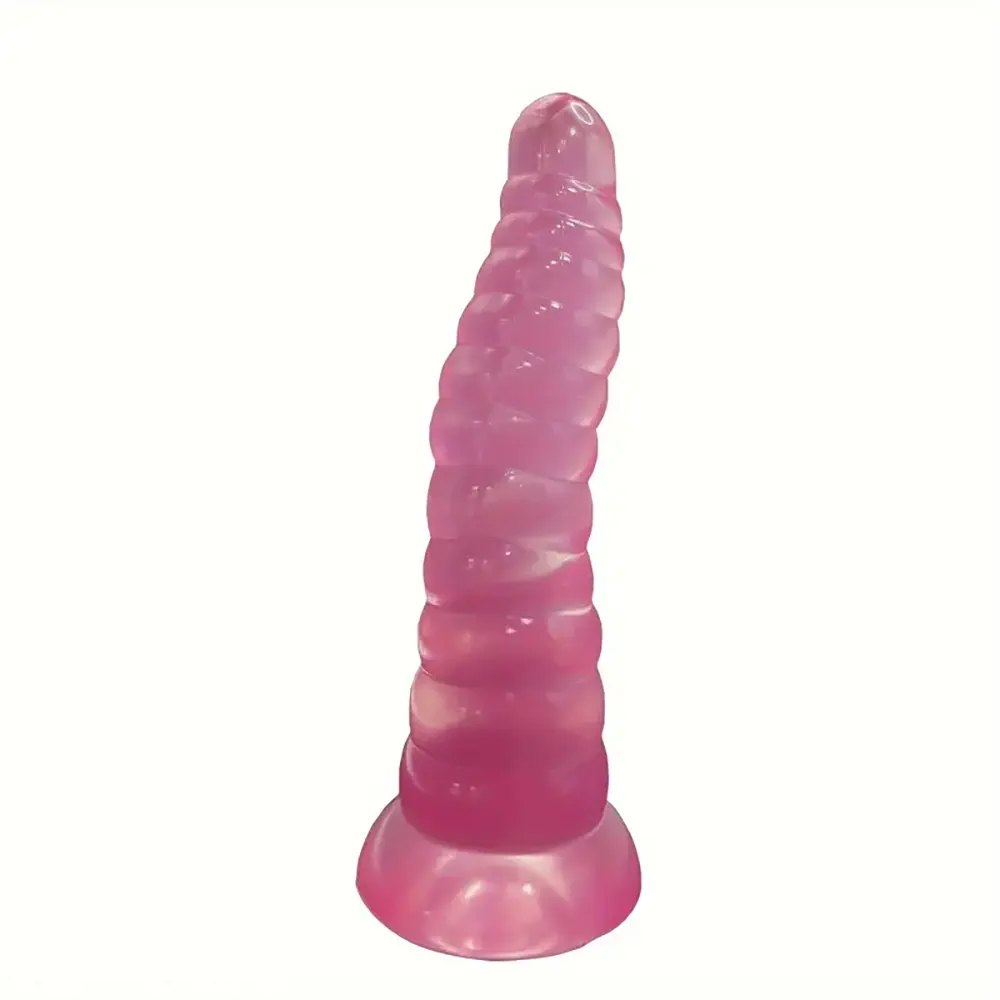 Pink ribbed fantasy dildo, photo 1