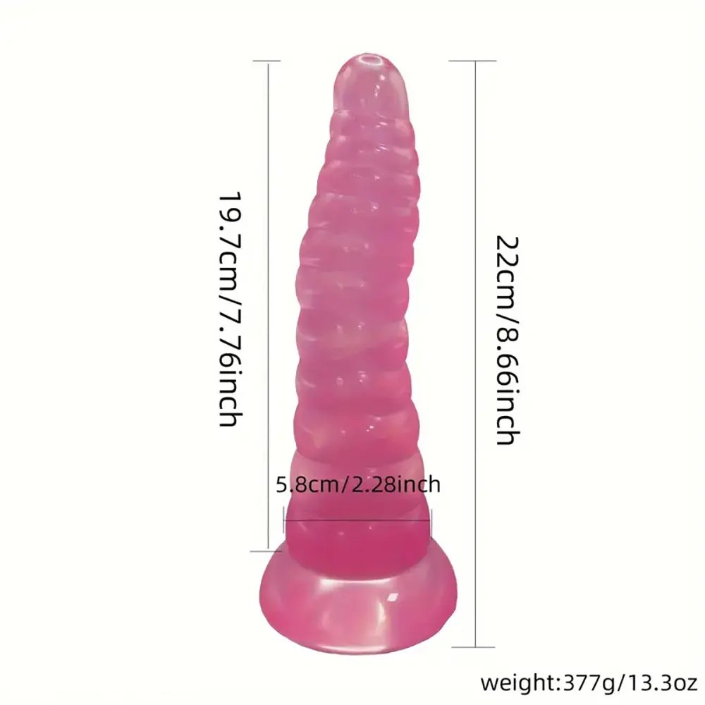 Pink ribbed fantasy dildo, photo 2