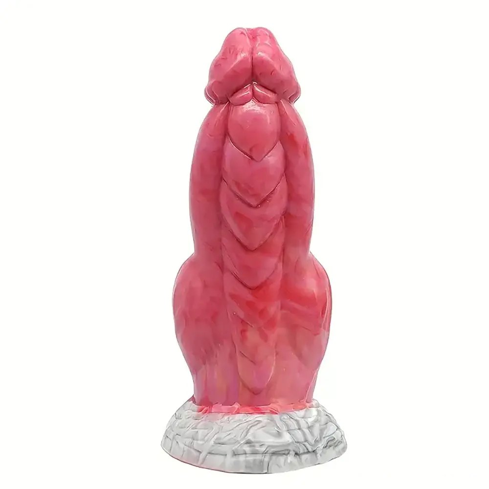 Pink scaled silicone knotted dildo, photo 1