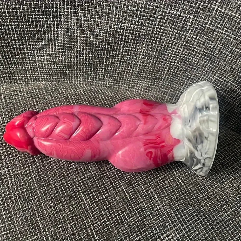 Pink scaled silicone knotted dildo, photo 10