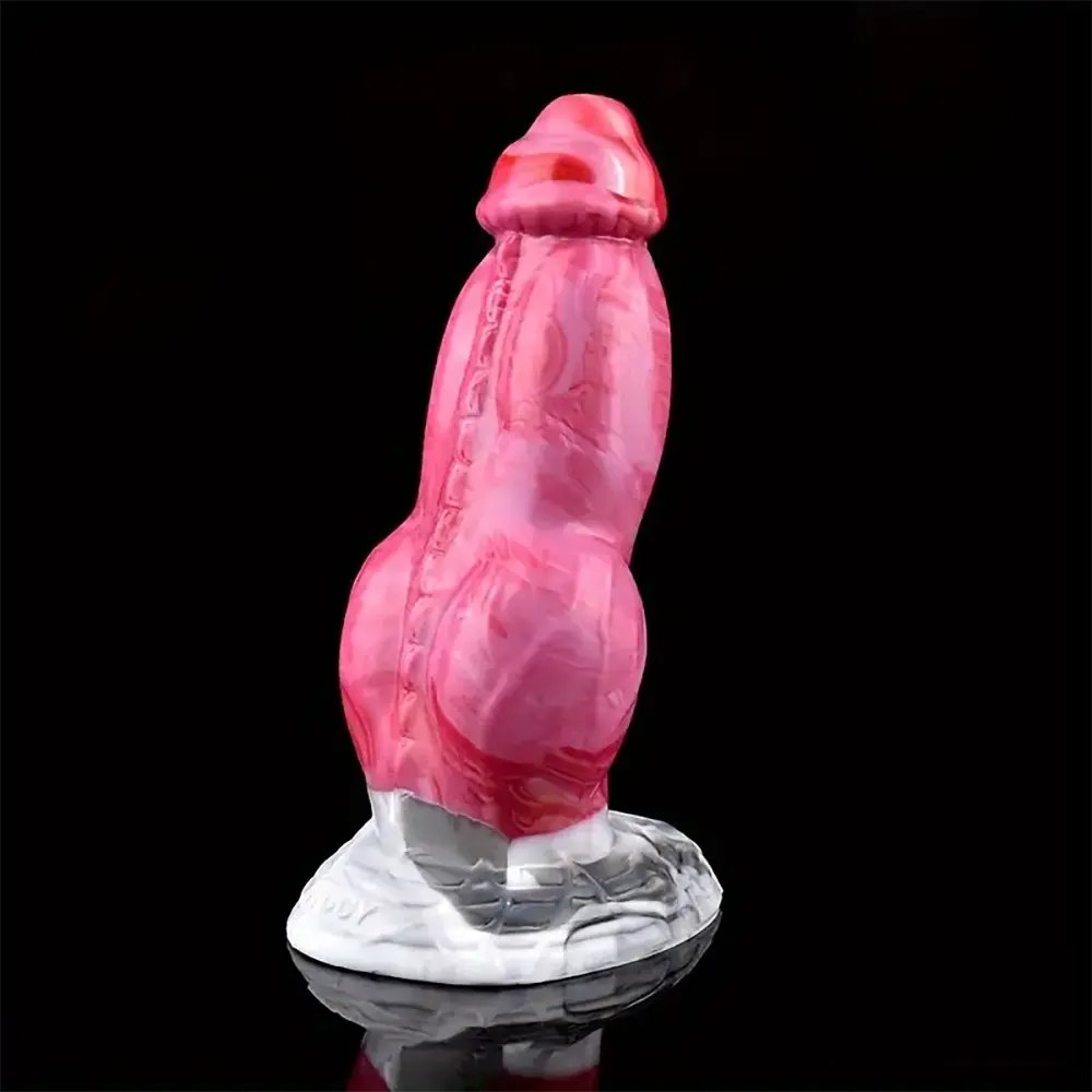 Pink scaled silicone knotted dildo, photo 11