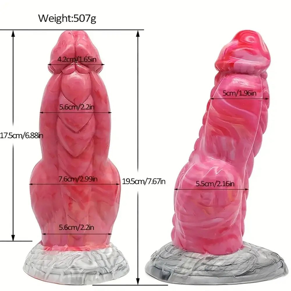 Pink scaled silicone knotted dildo, photo 12