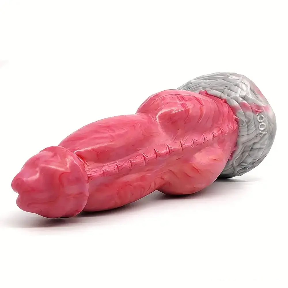 Pink scaled silicone knotted dildo, photo 8