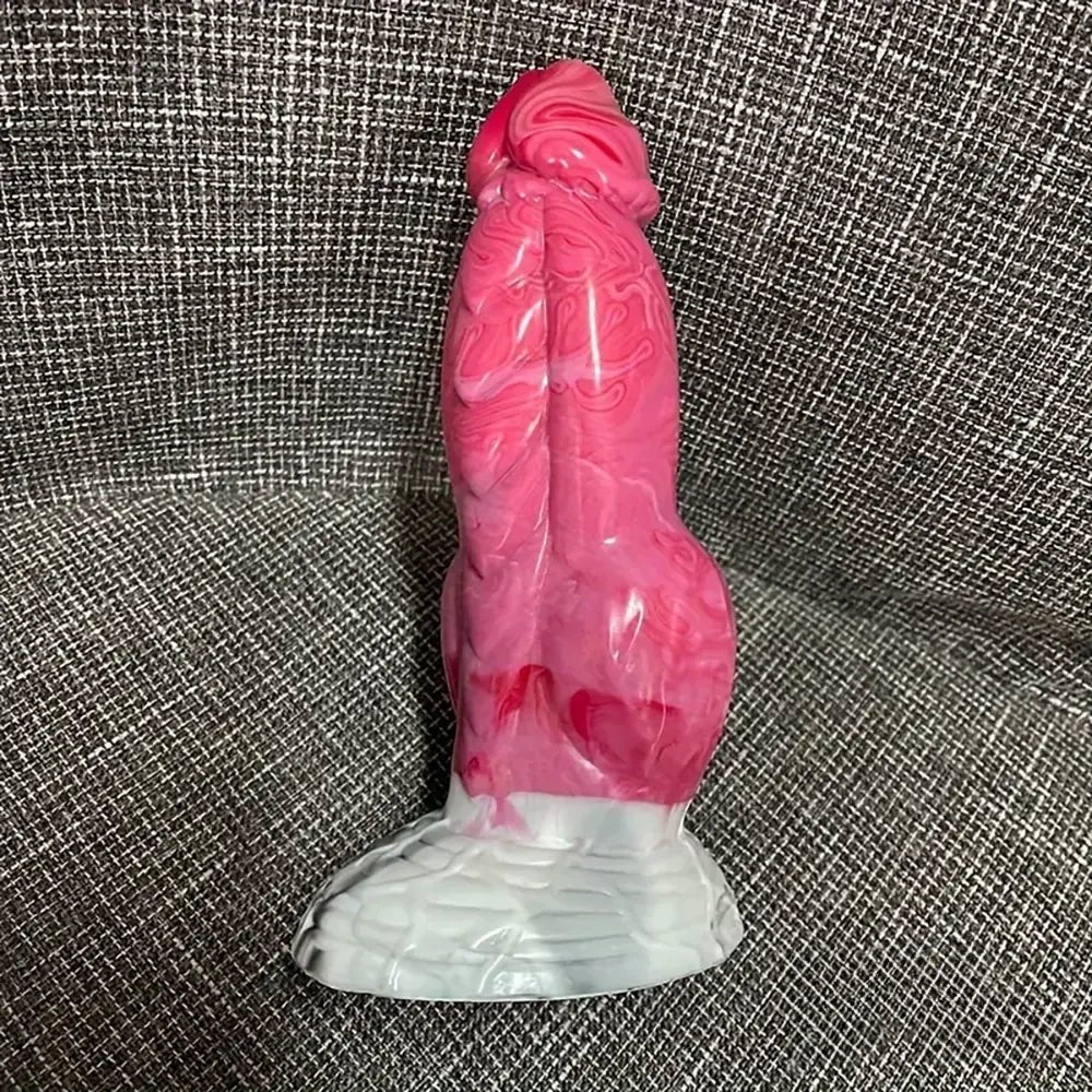 Pink scaled silicone knotted dildo, photo 9