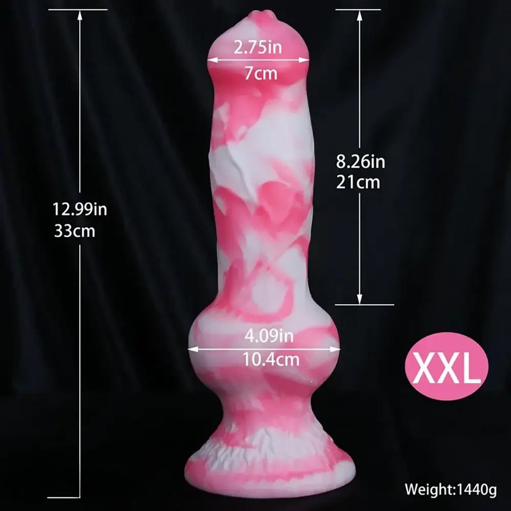Pink and white marbled knot dildo, photo 10