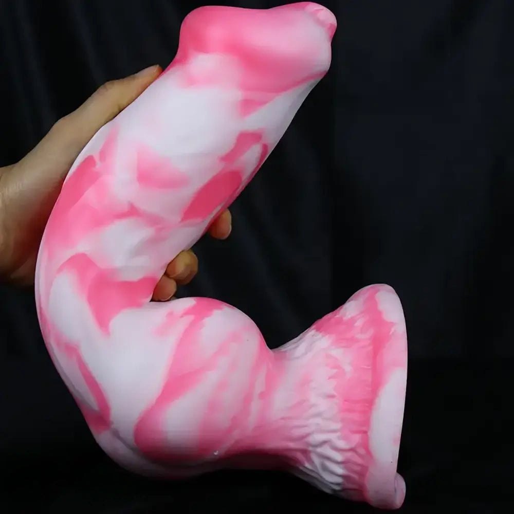 Pink and white marbled knot dildo, photo 11