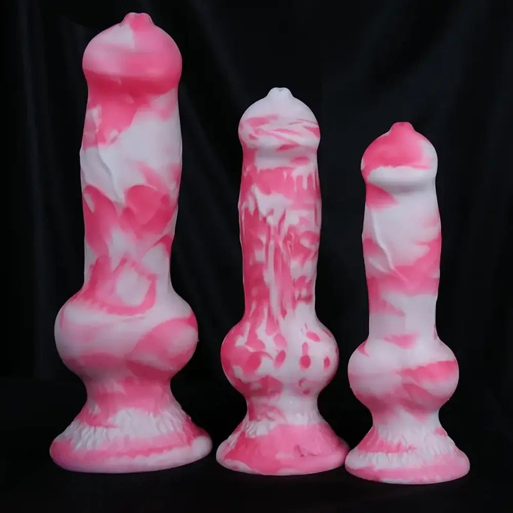 Pink and white marbled knot dildo, photo 2