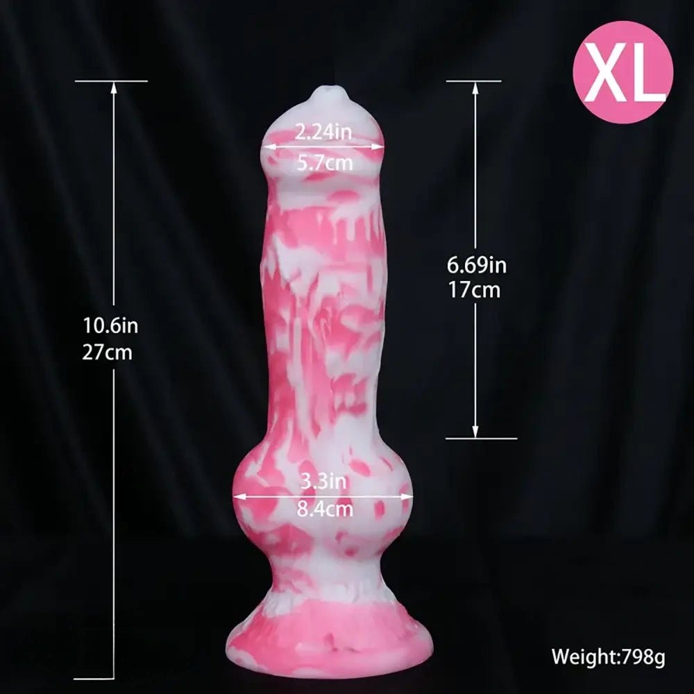Pink and white marbled knot dildo, photo 3
