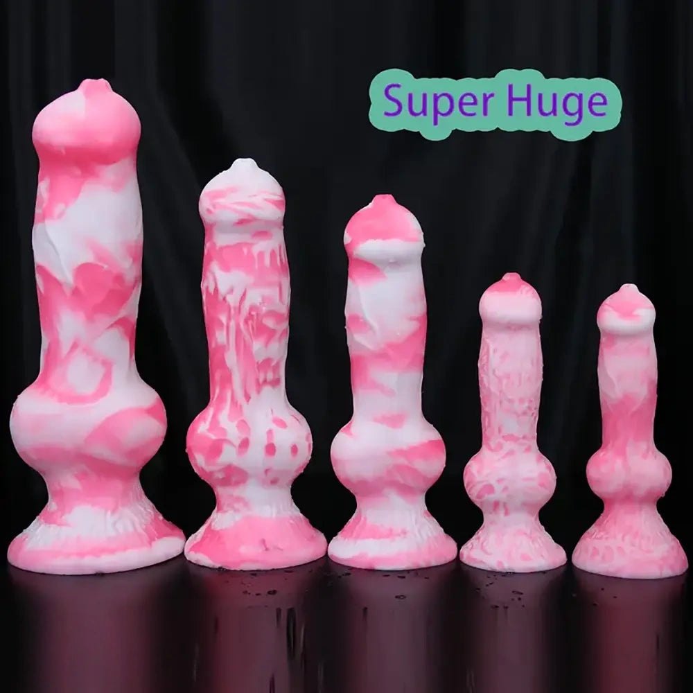 Pink and white marbled knot dildo, photo 4