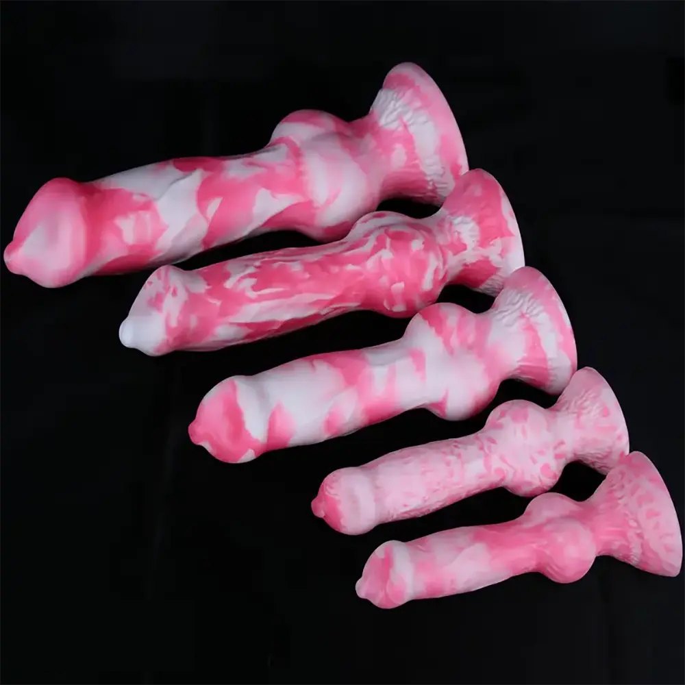 Pink and white marbled knot dildo, photo 7