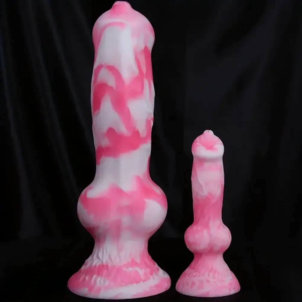 Pink and white marbled knot dildo, photo 8