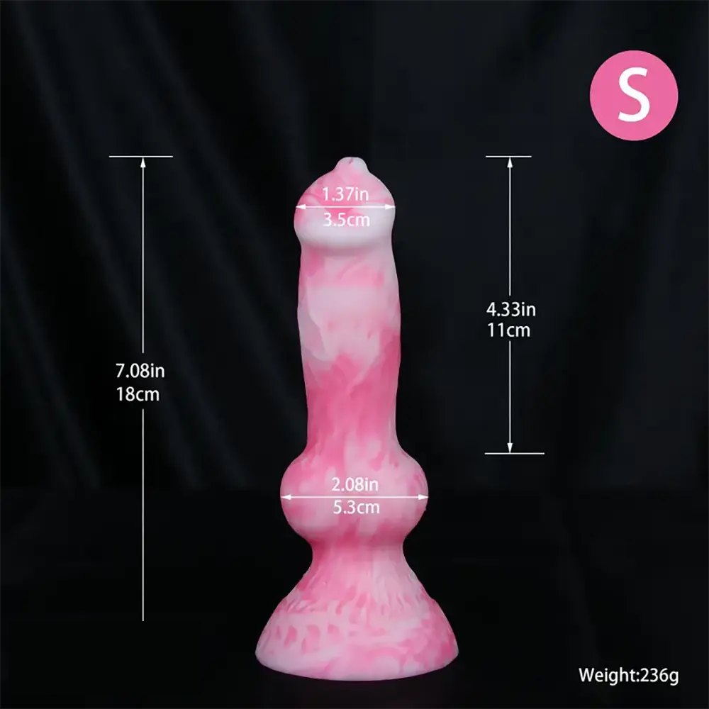 Pink and white marbled knot dildo, photo 9