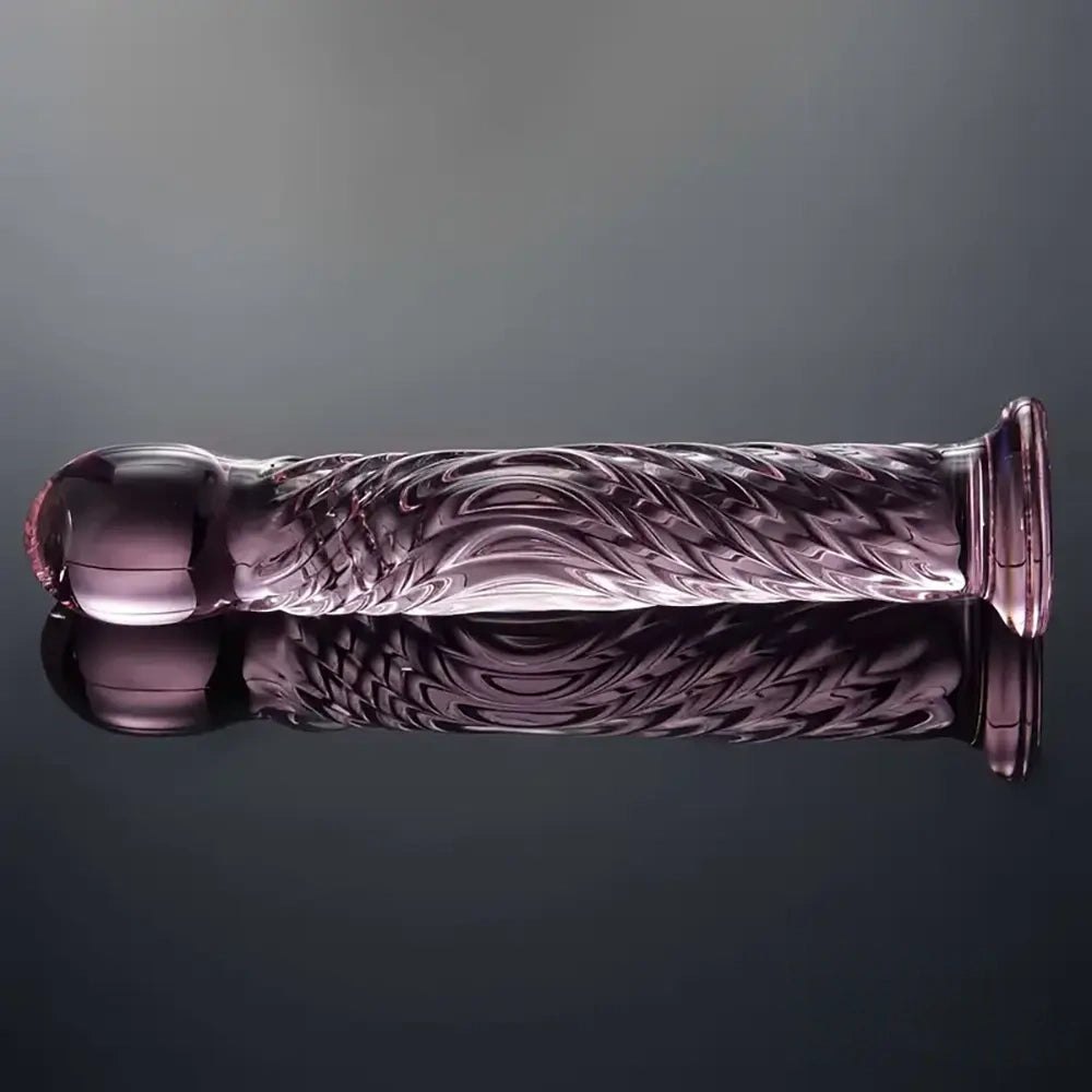 Pink threaded glass dildo, photo 2