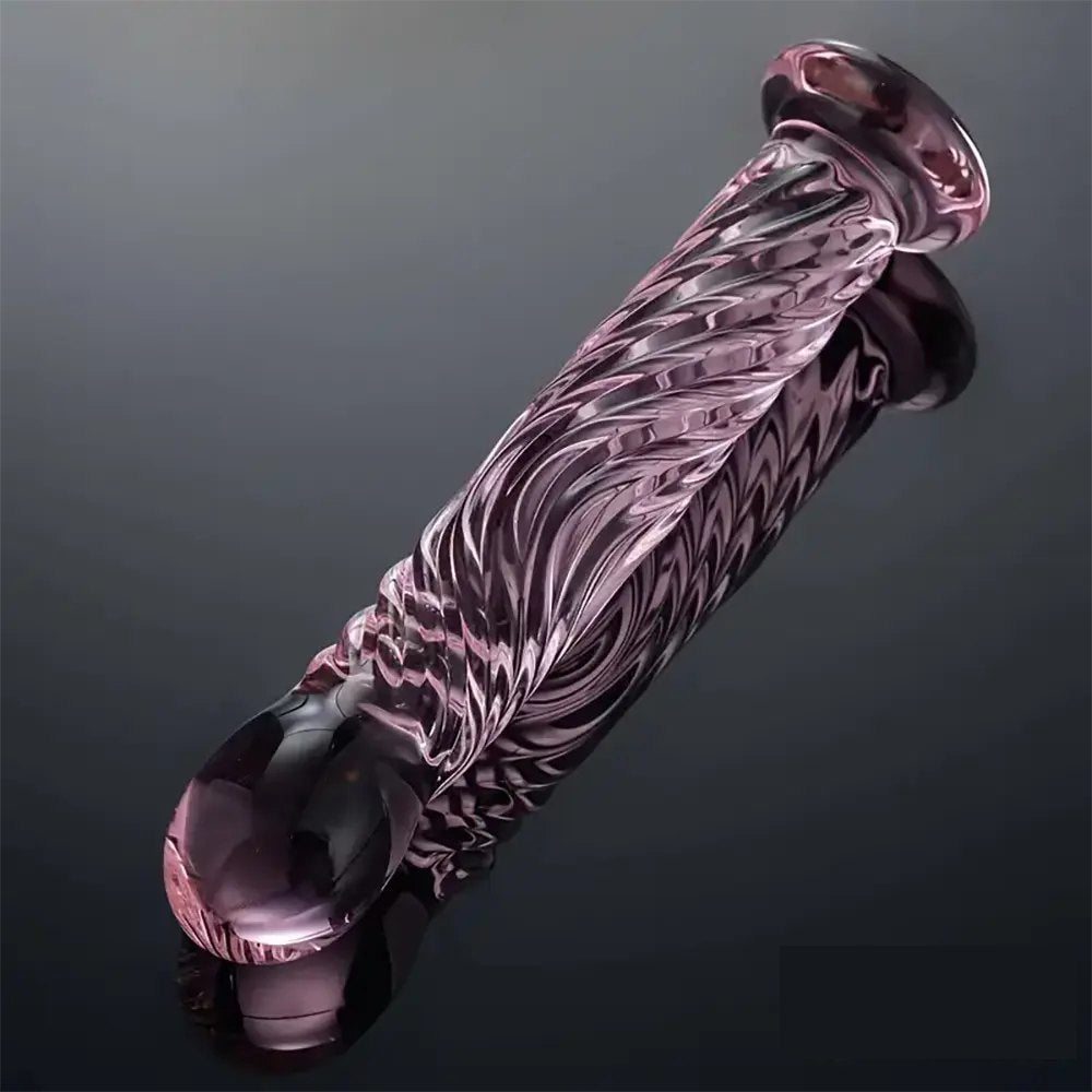 Pink threaded glass dildo, photo 5