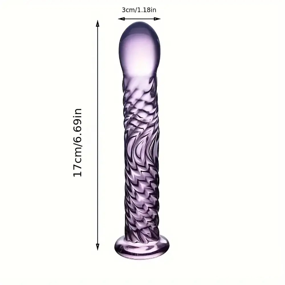 Pink threaded glass dildo, photo 6