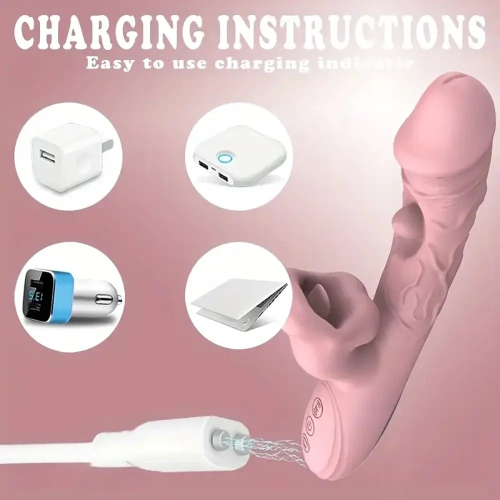 Pink vibrating rabbit dildo, photo 2