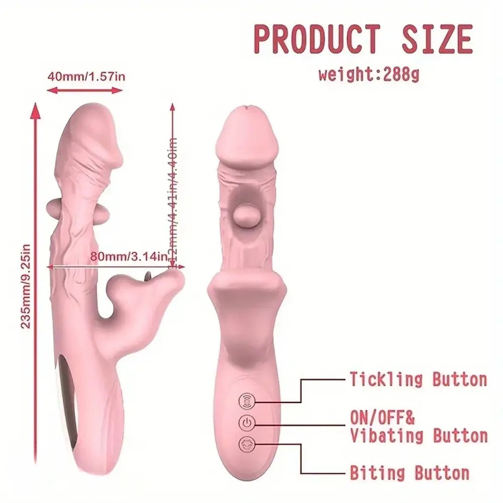 Pink vibrating rabbit dildo, photo 5