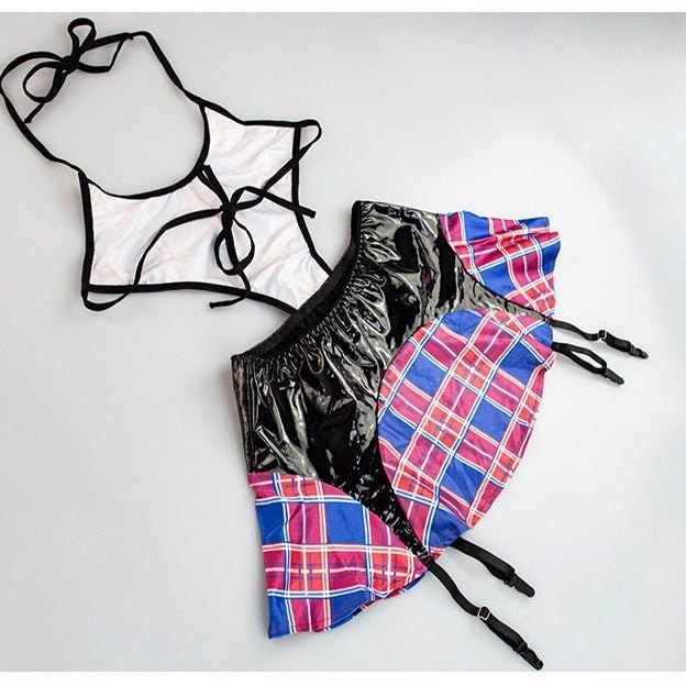 Plaid faux leather roleplay jumpsuit, photo 6