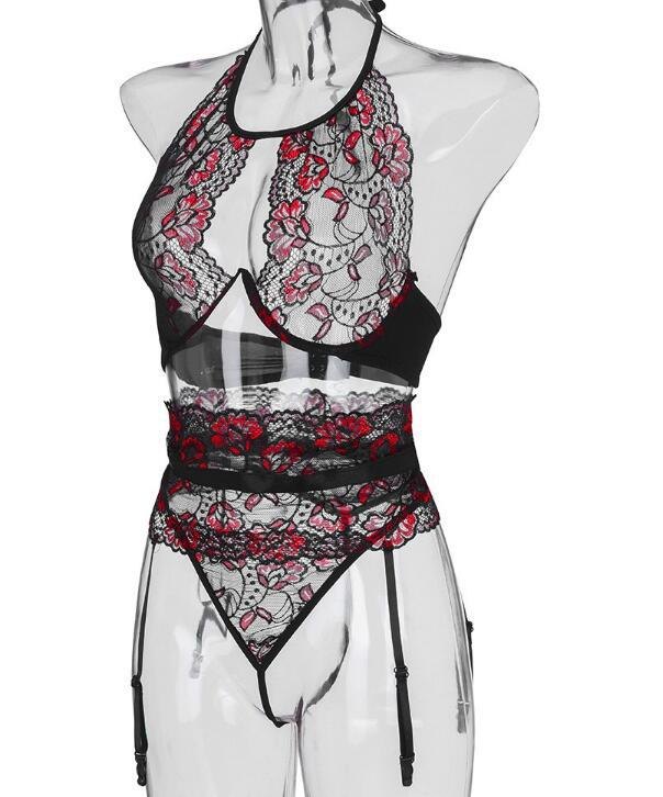 Plunge floral lace wire free bra set, photo 4