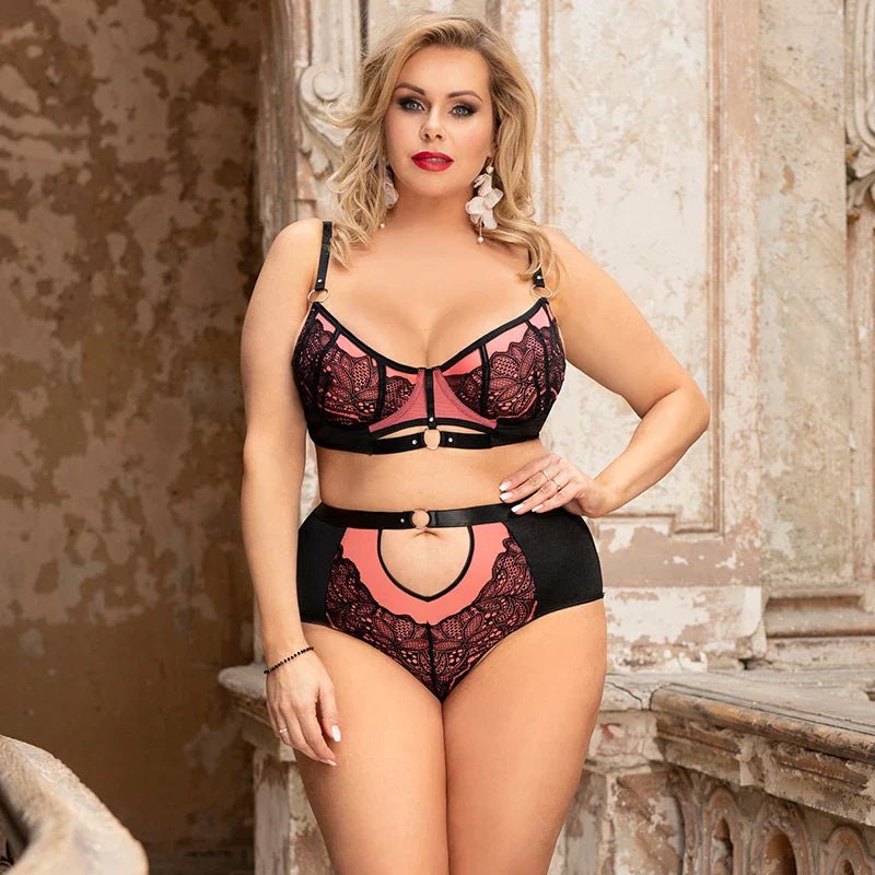 Plus size cutout lace bra set, photo 2