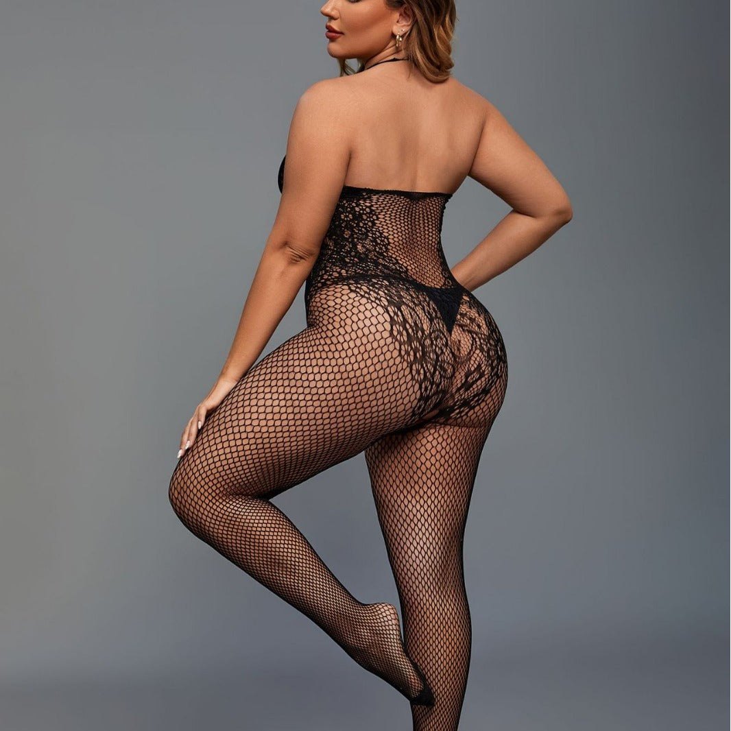 Plus size fishnet open crotch bodysuit, photo 5