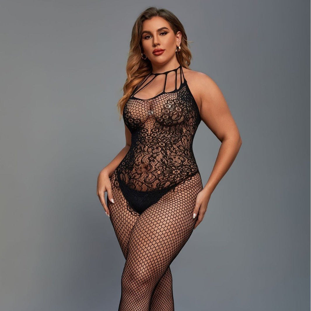 Plus size fishnet open crotch bodysuit, photo 6