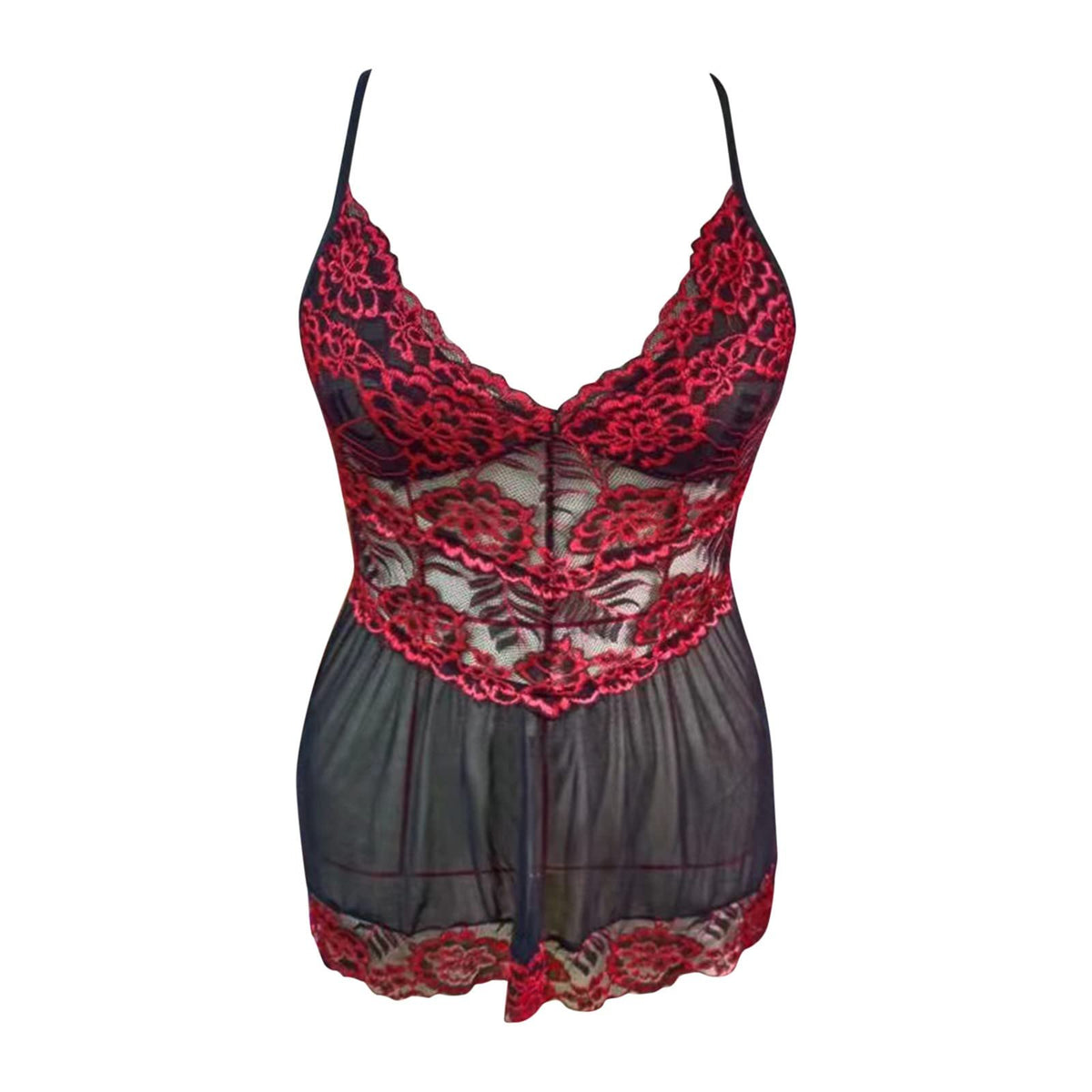 Plus size floral lace sling babydoll dress, photo 3