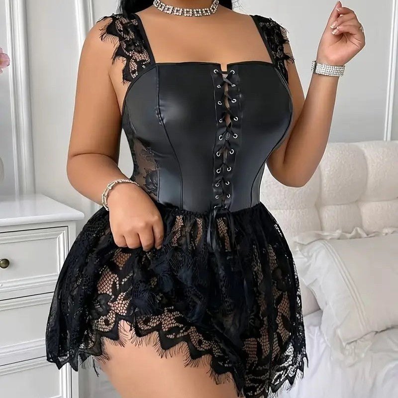 Plus size gothic lace up corset mini dress, photo 3