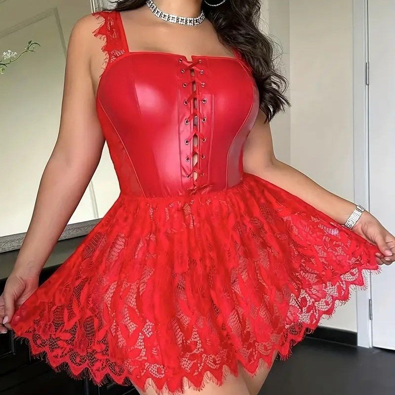 Plus size gothic lace up corset mini dress, photo 4
