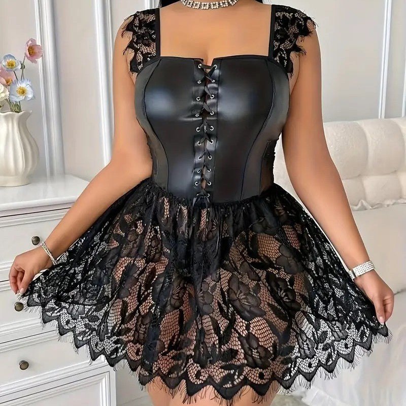 Plus size gothic lace up corset mini dress, photo 5