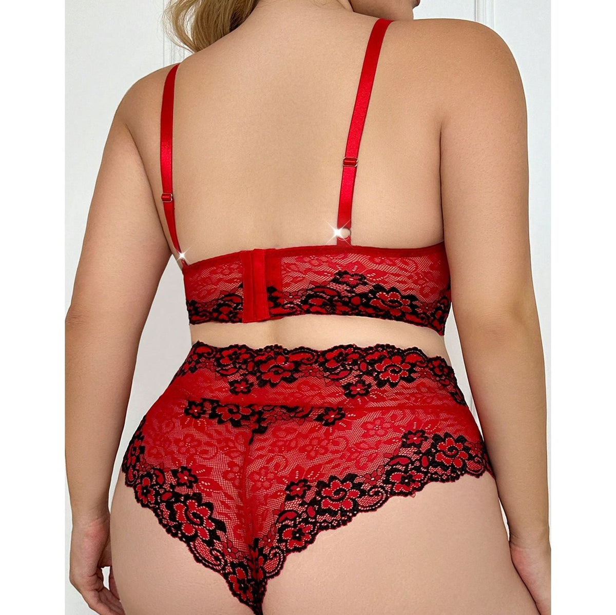 Plus size high waist lace bra set, photo 4