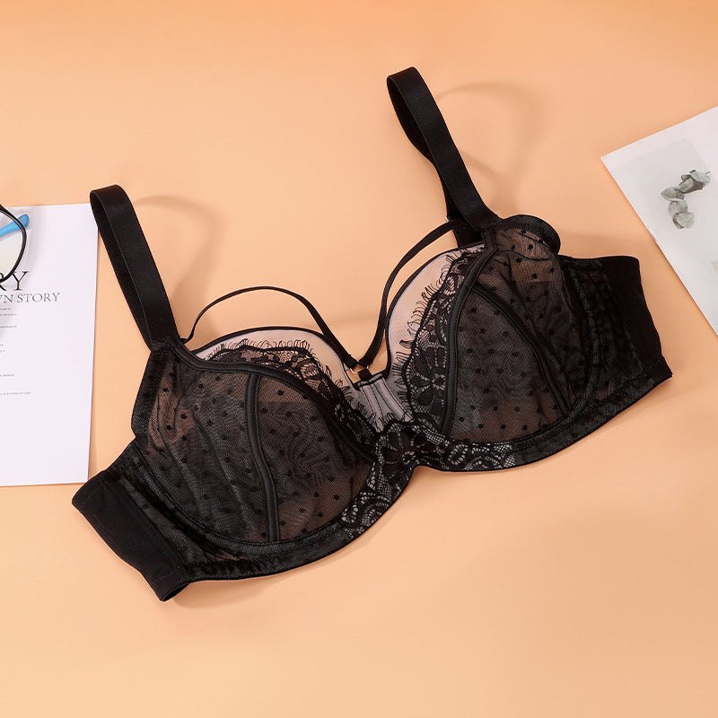 Plus size lace dot mesh underwire bra, photo 6