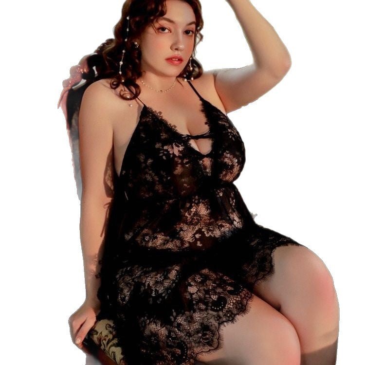 Plus size lace side slit slip nightdress, photo 6