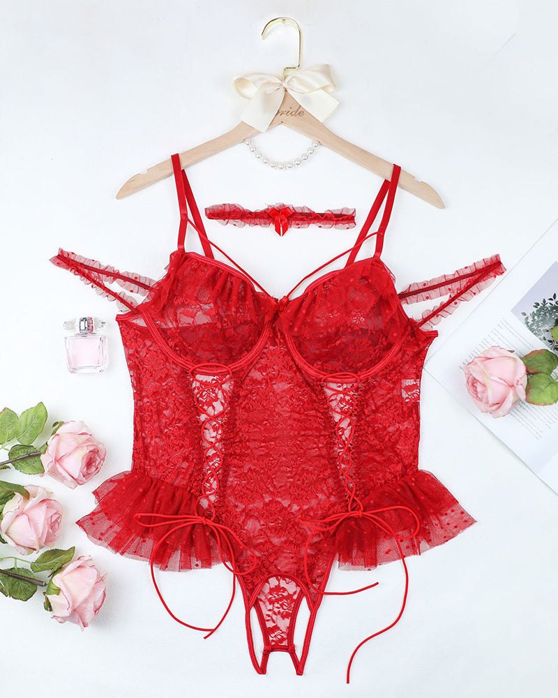 Plus size sheer lace underwire bodysuit 2 pack, photo 23