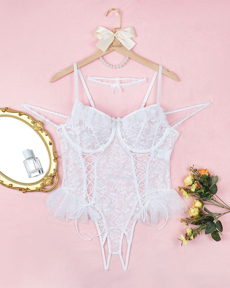 Plus size sheer lace underwire bodysuit 2 pack, photo 30