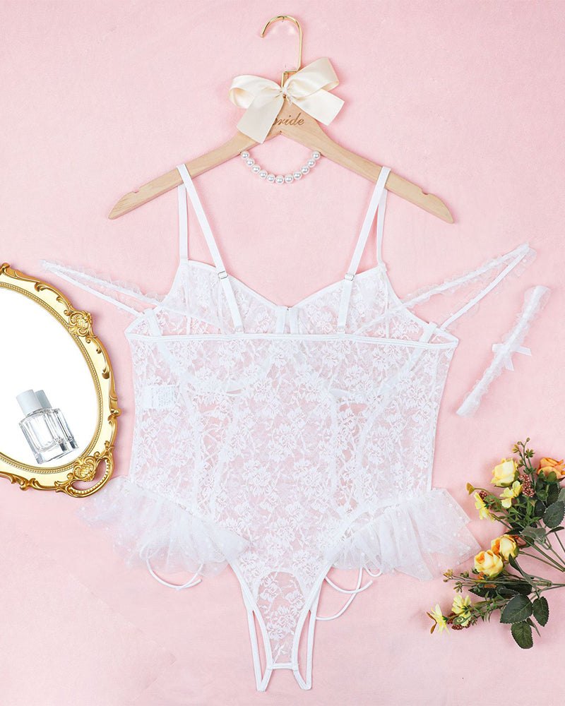 Plus size sheer lace underwire bodysuit 2 pack, photo 31
