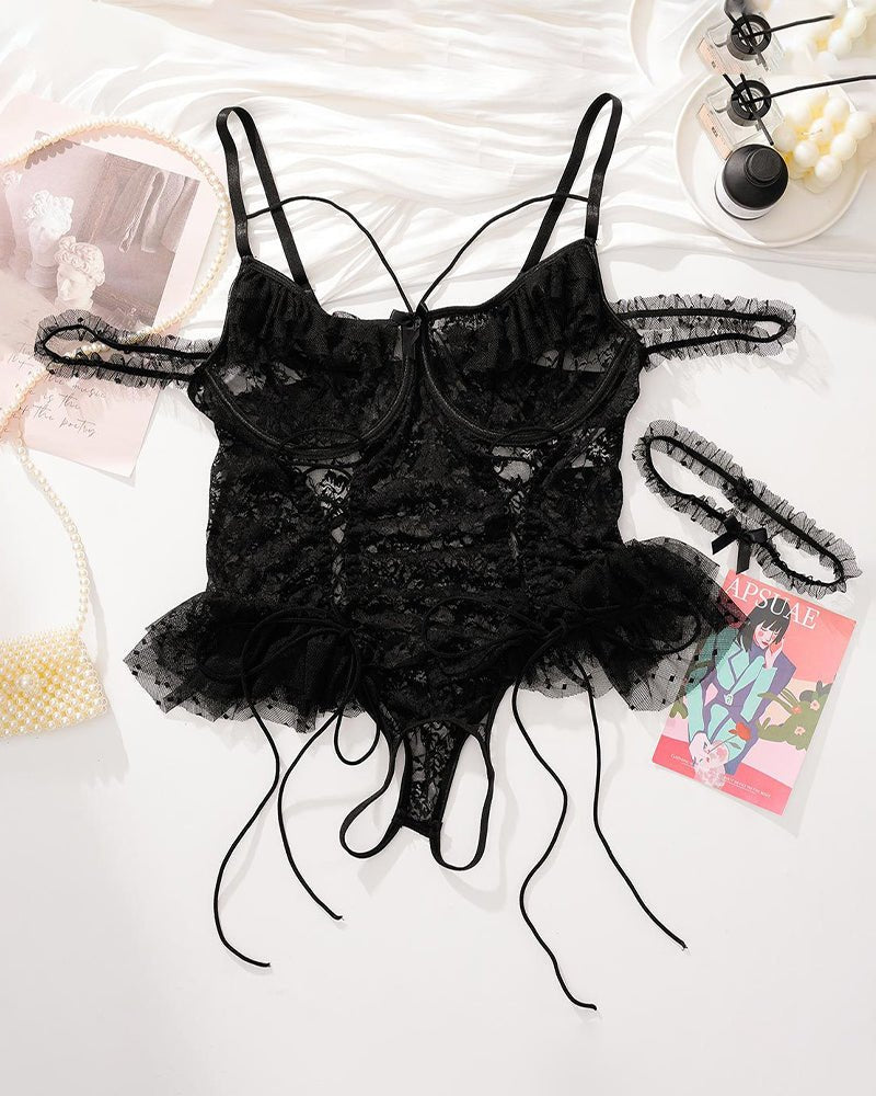 Plus size sheer lace underwire bodysuit 2 pack, photo 8