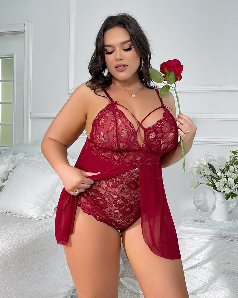 Plus size snap crotch lace babydoll, photo 13