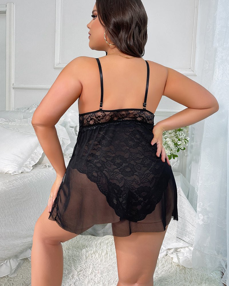 Plus size snap crotch lace babydoll, photo 4