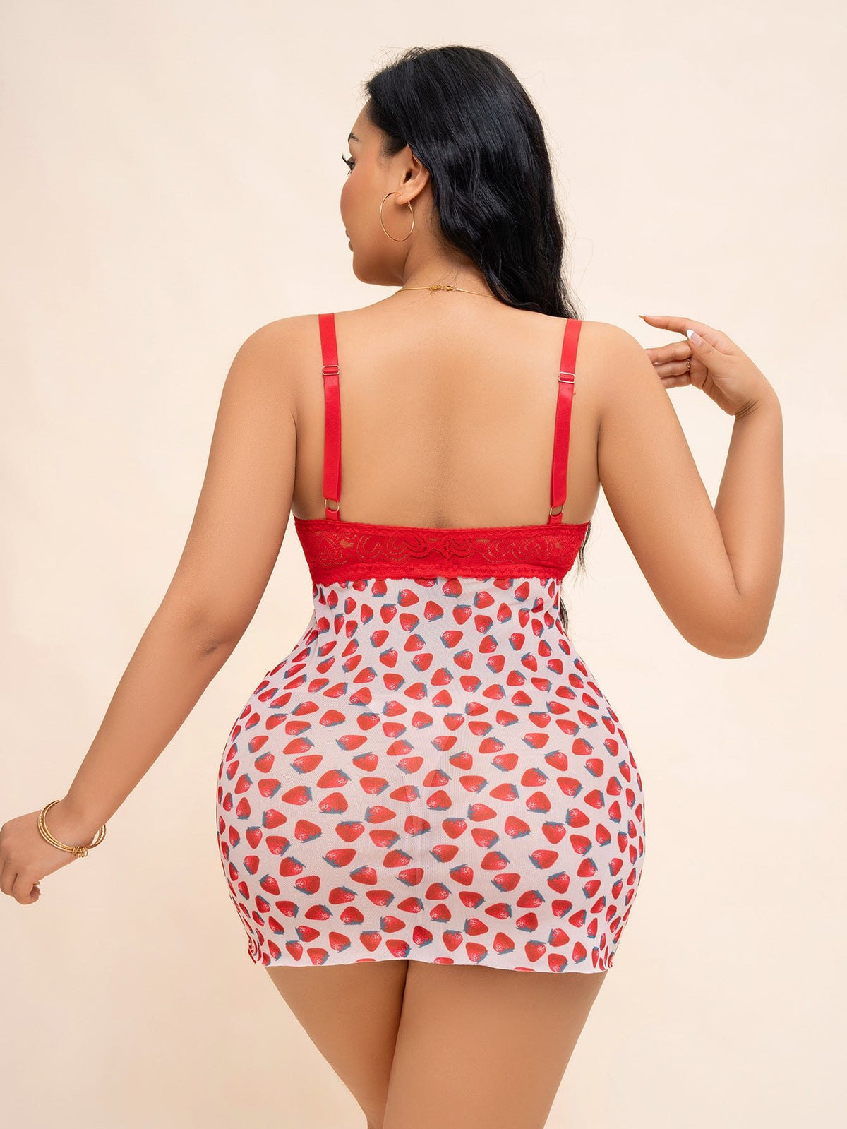 Plus size strawberry print lace chemise, photo 7