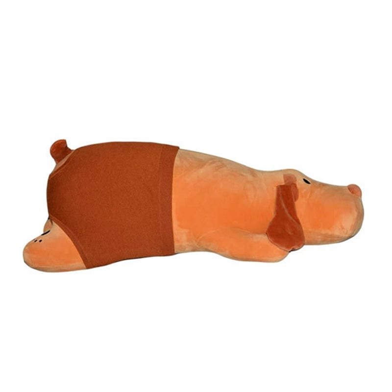Brown plush bear pillow with hidden heated dildo