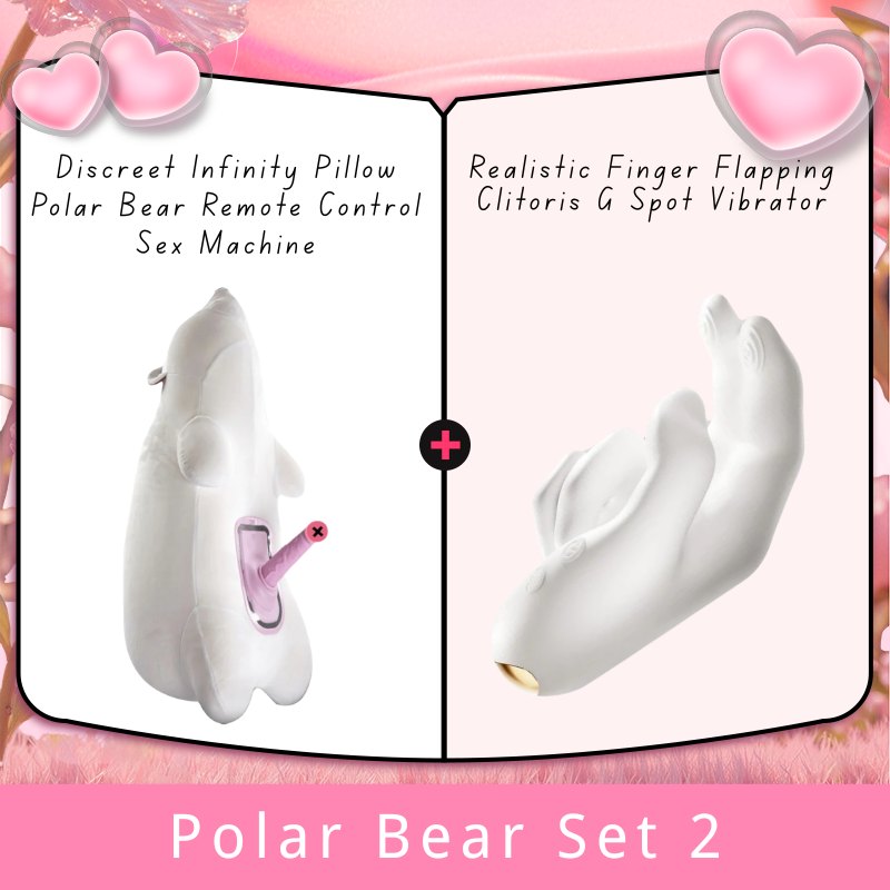 Polar Bear Set 2 plush bear pillow with hidden heated dildo
