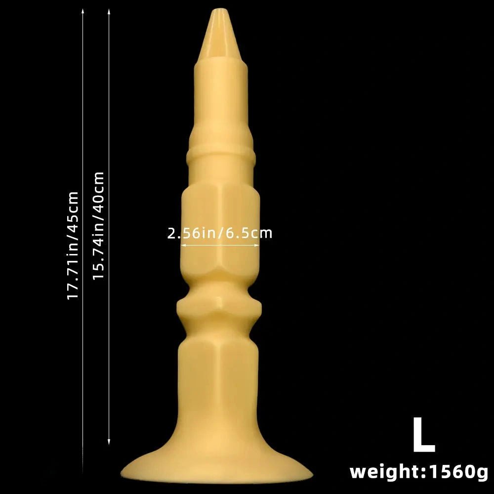 Gold pointed tip ridged silicone butt plug