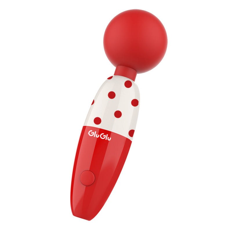 Red polka dot rotating wand massager
